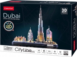 Lysende 3D-puslespil panorama Dubai CityLine fra CUBICFUN, 182 brikker