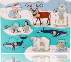 Puslespil med håndtag af arktiske dyr