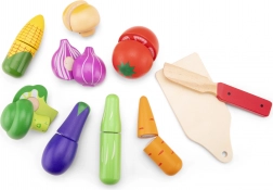 Træsæt til at skære grøntsager med kurv