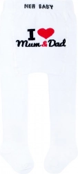 bomuldstrømpebukser New Baby hvide I Love Mum and Dad 68 (4–6 mdr.)