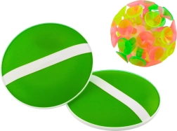 Færdighedsspil med runde ketchere og bold med sugekopper grøn