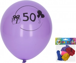 Balloner 30 cm med tallet 50, farvemix – sæt med 5 stk