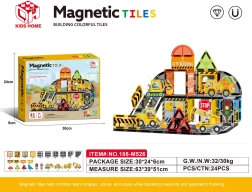 Magnetisk byggesæt med byggeplads, 41 dele