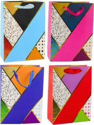 Papirgavepose geometriske mønstre 23 x 18 x 10,5 cm