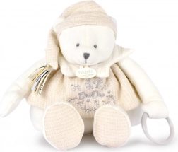 Doudou plysbjorn isbjorn med bånd 30 cm beige