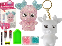 Kreativt sæt DIY pink diamant rensdyr 3D vedhæng med krystaller