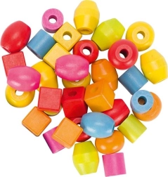 Træperler og snore i dåse - 45 stk.