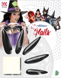 sorte lange hekse-kunstige selvklæbende negle