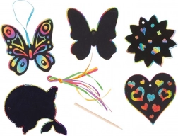 Goki skrabebilleder med regnbueeffekt til ophæng – mix af motiver