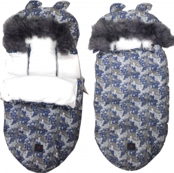 Vinterkørepose til barnevogn og slæde med hætte og kunstpels 100 cm