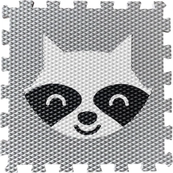 Skumpuslespilsmåtte til børn med vaskebjørn – lysegrå