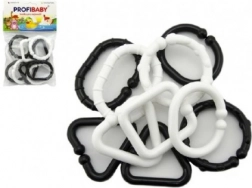Plastiske sort-hvide former – kæde til babyer, 10 stk.
