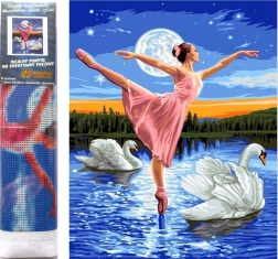 Diamantmaling Ballerina blandt svaner 30x40 cm
