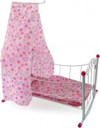 Metalkrybbe til dukker med himmel 38 cm