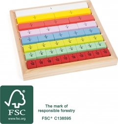 Small Foot pædagogisk bræt med brøker af farvet træ