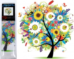 Diamantmaling 7D – blomstrende træ 30 × 30 cm