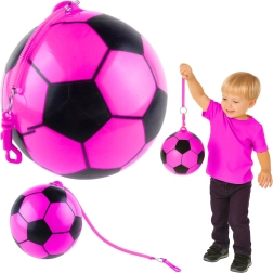 Gummibold i stil med fodbold med elastisk ophæng, pink 22 cm