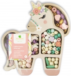 Træperler i pastelfarver Enhjørning, 170 stk.