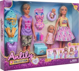 Familiesæt til stranden med dukker og tilbehør