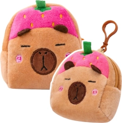 Plyspung med capybara-vedhæng jordbær pink 9,5 × 8 cm