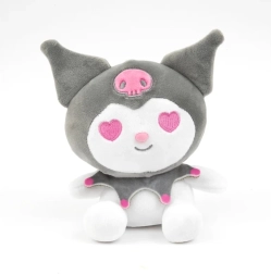 Plysjlegetøj Kuromi 32 cm – grå med jordbær (HELLO KITTY kollektion)