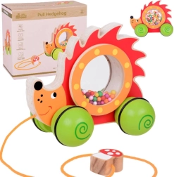 Træ-pull-along pindsvin med farvede kugler