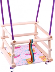 Farverig trægynger med pude