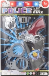 Politisæt til børn med pistol, håndjern og badge