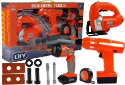 Sæt med børneværktøj med batteriboremaskine, stiksav og lommelygte – 12 dele
