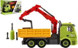 Skru-selv konstruktionsbil med kran, 31 cm, friktionsdrev, lys og lyd