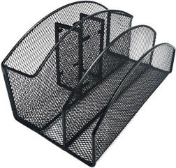 Metal skrivebordsorganizer, 5 rum, sort