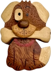 Træmagnet hund med knogle – stor