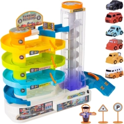 Interaktivt parkeringshus med elevator og spiralrampe til børn