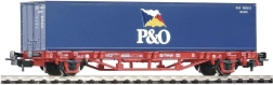 PIKO Lgs579 fladvogn med 40 ft P&O-container, DB AG, H0 (epoke V)