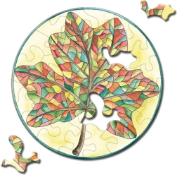 Rundt puslespil CURIOSI Picoli – blad, 33 brikker