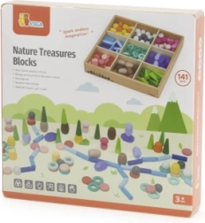 Viga Montessori læringsklodser i træ Naturens skatte, 141 dele