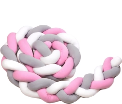 Strikket kant T-TOMI 360 cm hvid, grå og lyserød