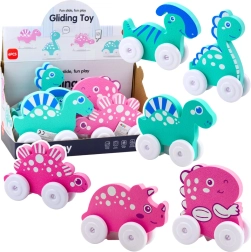 Dinosaur på hjul af skum til børn, mix af farver