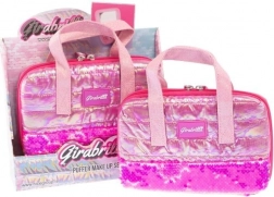 kosmetikpung GIRABRILLA med udstyr og spejl, mørk rosa