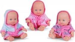 Sødt babydukke i farverig badekåbe