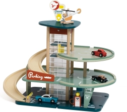 Classic World fleretagers parkeringshus med biler, helikopter, vaskehal og tankstation