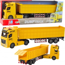 Gul legetøjslastbil med anhænger og lydeffekter