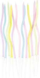 Pastelfarvede snoede kagelys 11,5 cm (12 stk)