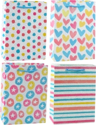 Farverig gavepose hjerter, stjerner, prikker, striber