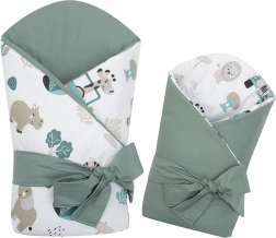 Dobbeltsidet baby svøb New Baby Safari II 80 × 80 cm mint