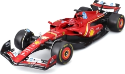 Bburago model F1 Ferrari SF-24 1:18 Charles Leclerc med figur og vitrineskab