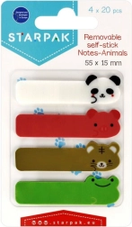 Selvklæbende dyre-indeksfaner, 4 farver