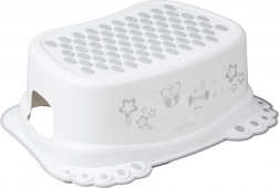 Børneskridsikker skammel til badeværelset med uglemotiv, hvid