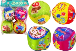 Sæt med bløde bolde Farverige lærende raslebolde 4 stk.