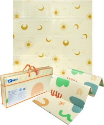 Stor vendbar foldbar skummåtte HUMBI 200 × 180 cm XPE med sol- og månemotiver